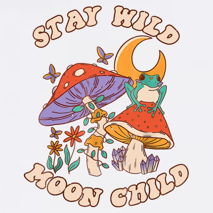 Vintage Retro Stay Wild Moon Child Frog Mushroom Hippie Sweatshirt