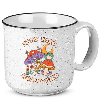 Vintage Retro Stay Wild Moon Child Frog Mushroom Hippie 15oz Campfire Ceramic Mug