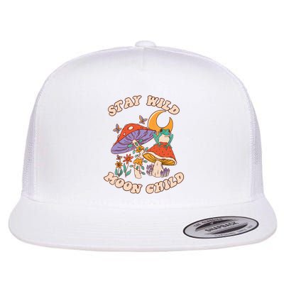 Vintage Retro Stay Wild Moon Child Frog Mushroom Hippie Flatbill Hat