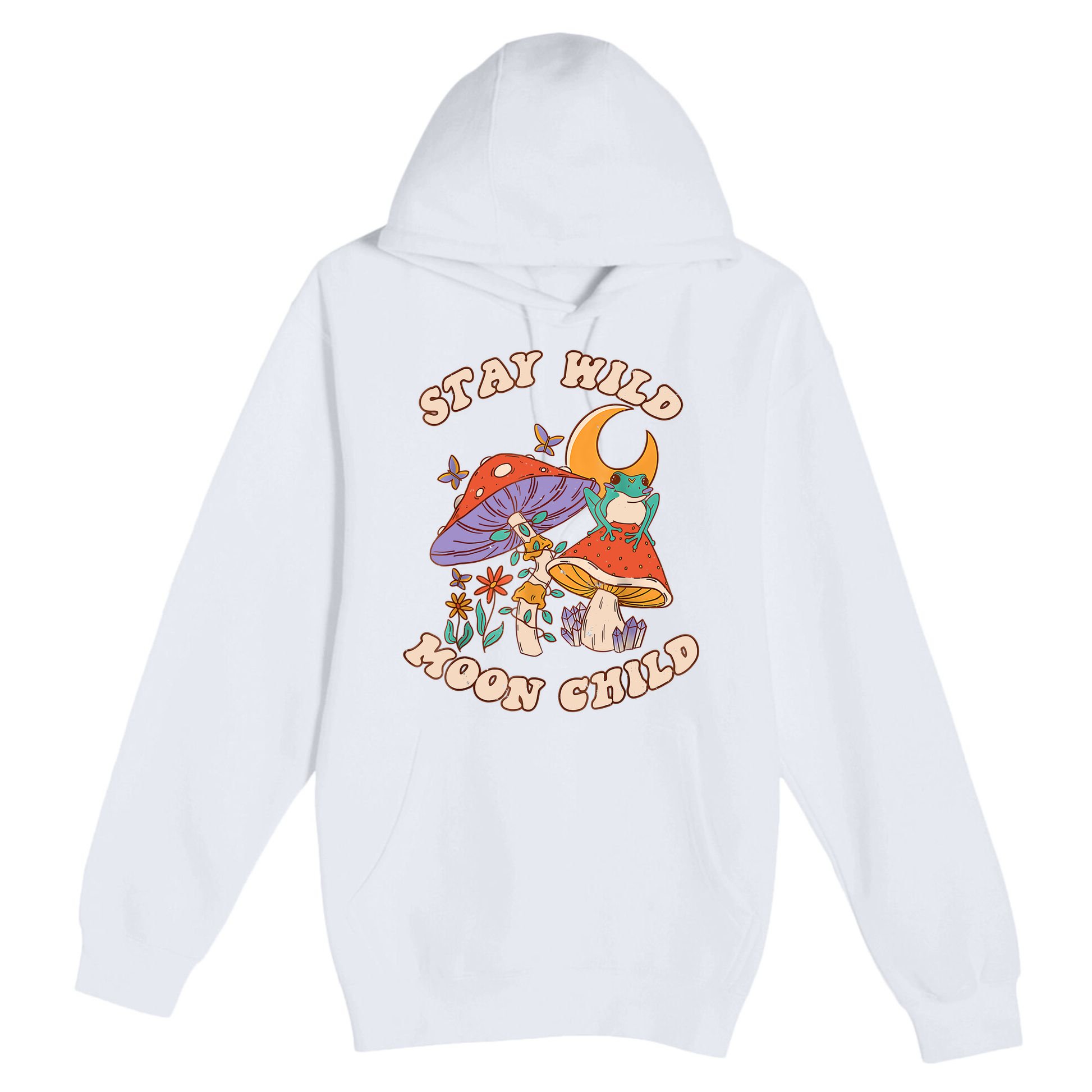 Vintage Retro Stay Wild Moon Child Frog Mushroom Hippie Premium Pullover Hoodie