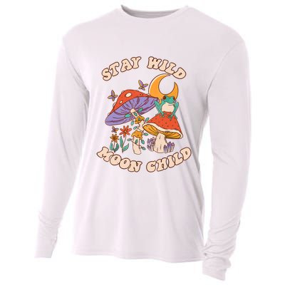 Vintage Retro Stay Wild Moon Child Frog Mushroom Hippie Cooling Performance Long Sleeve Crew