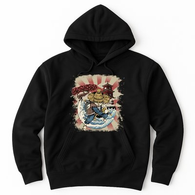 Vintage Retro Samurai Cat Neko Hoodie