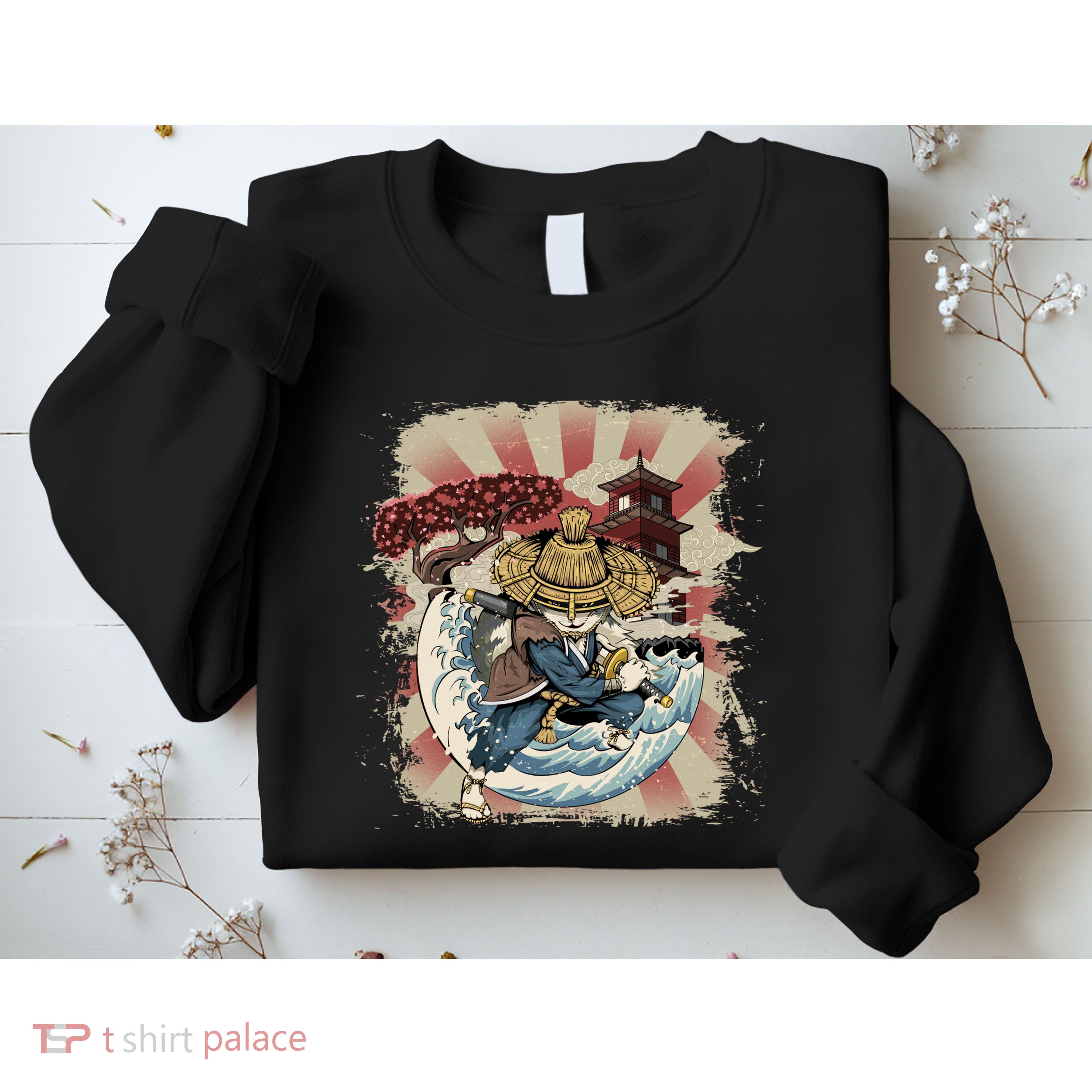 Vintage Retro Samurai Cat Neko Sweatshirt