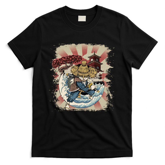 Vintage Retro Samurai Cat Neko T-Shirt