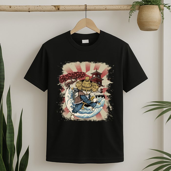 Vintage Retro Samurai Cat Neko T-Shirt