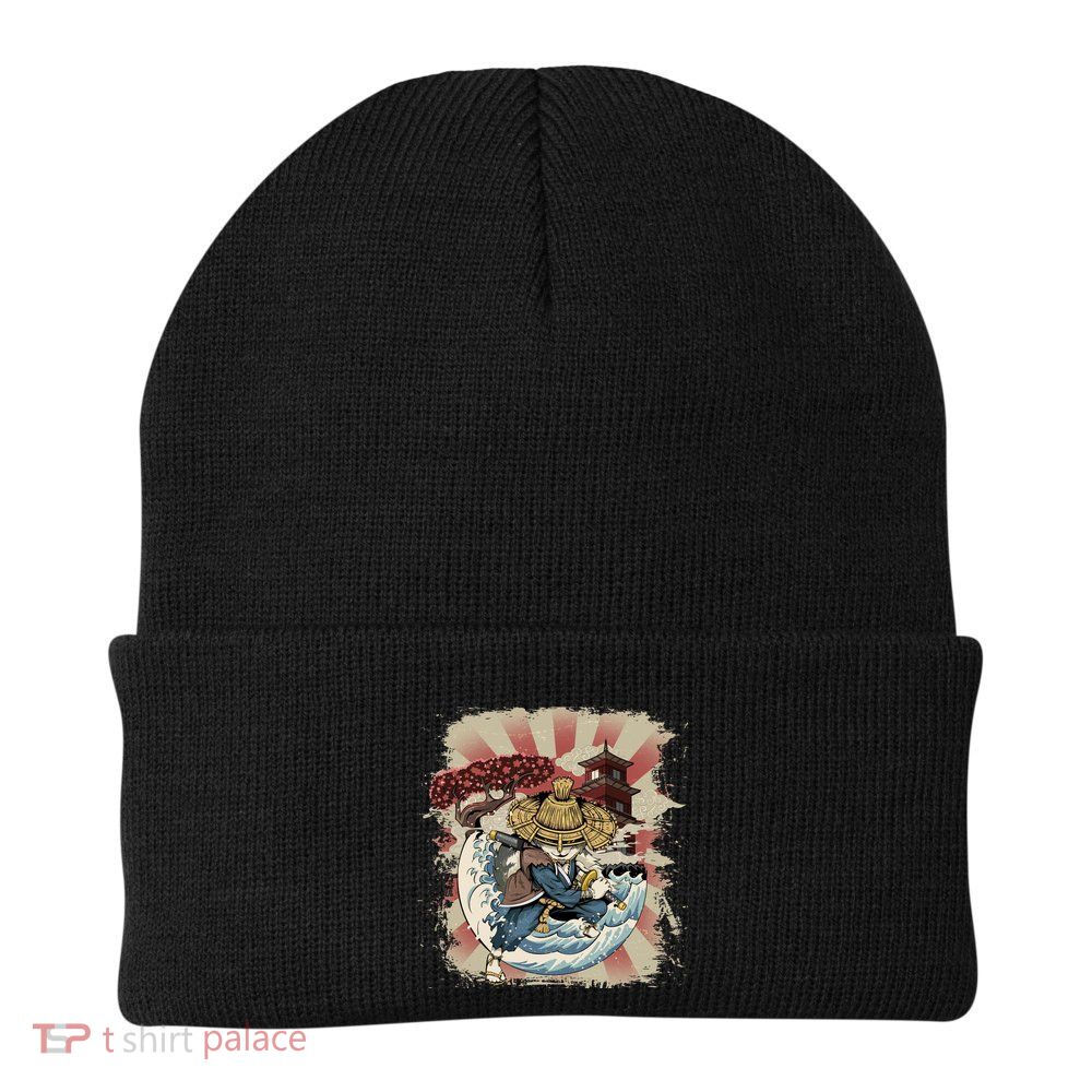 Vintage Retro Samurai Cat Neko Beanie