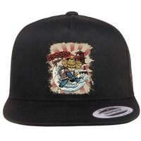 Vintage Retro Samurai Cat Neko Flatbill Hat