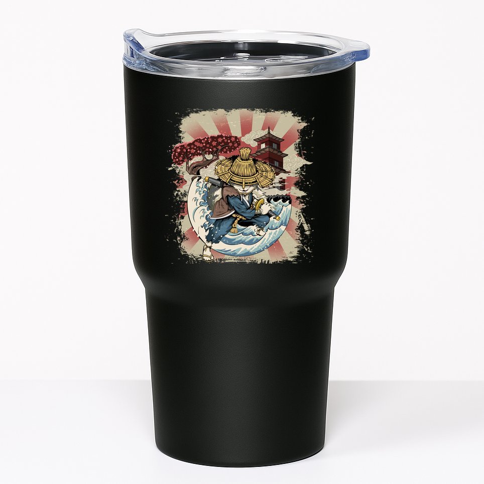 Vintage Retro Samurai Cat Neko Tumbler