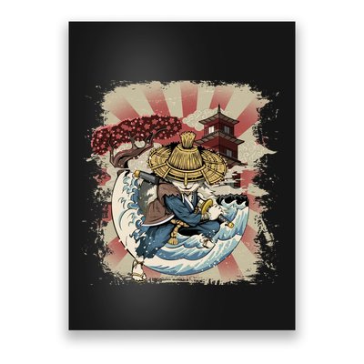 Vintage Retro Samurai Cat Neko Poster
