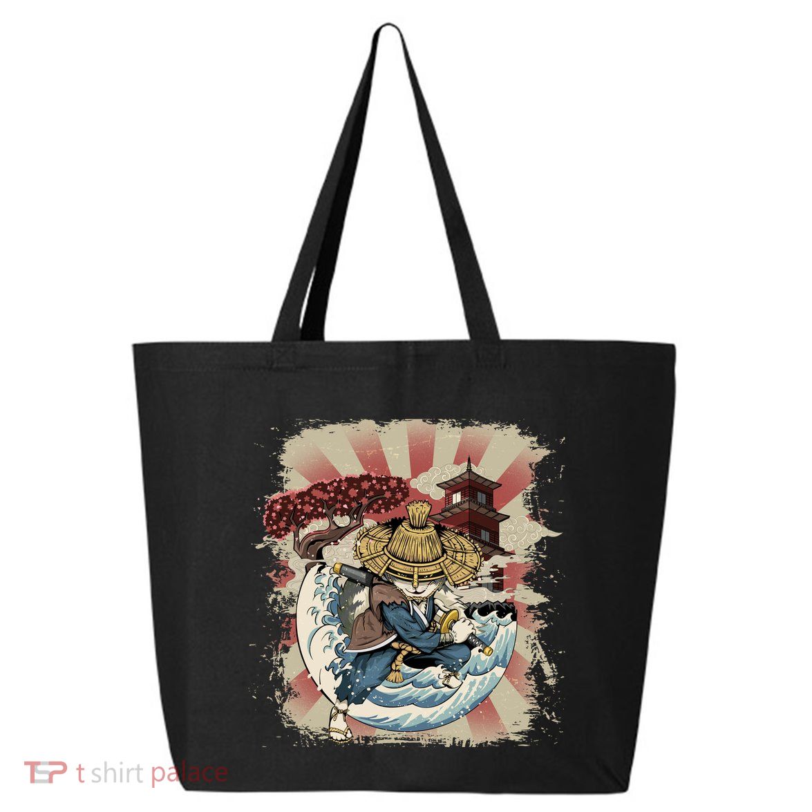 Vintage Retro Samurai Cat Neko 25L Jumbo Tote