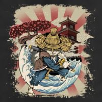 Vintage Retro Samurai Cat Neko Hat