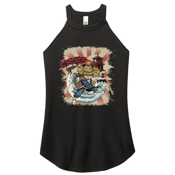 Vintage Retro Samurai Cat Neko Women's Perfect Tri Rocker Tank