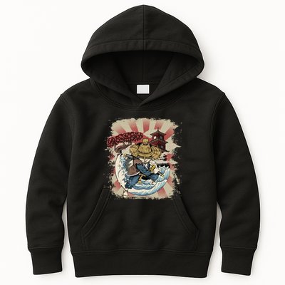 Vintage Retro Samurai Cat Neko Kids Hoodie