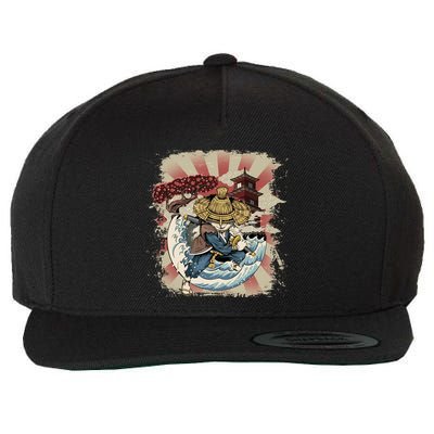Vintage Retro Samurai Cat Neko Wool Snapback Cap