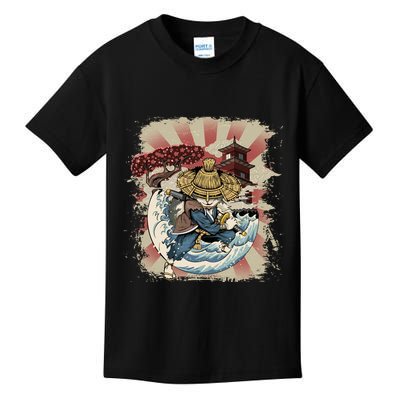 Vintage Retro Samurai Cat Neko Kids T-Shirt