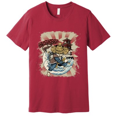 Vintage Retro Samurai Cat Neko Premium T-Shirt