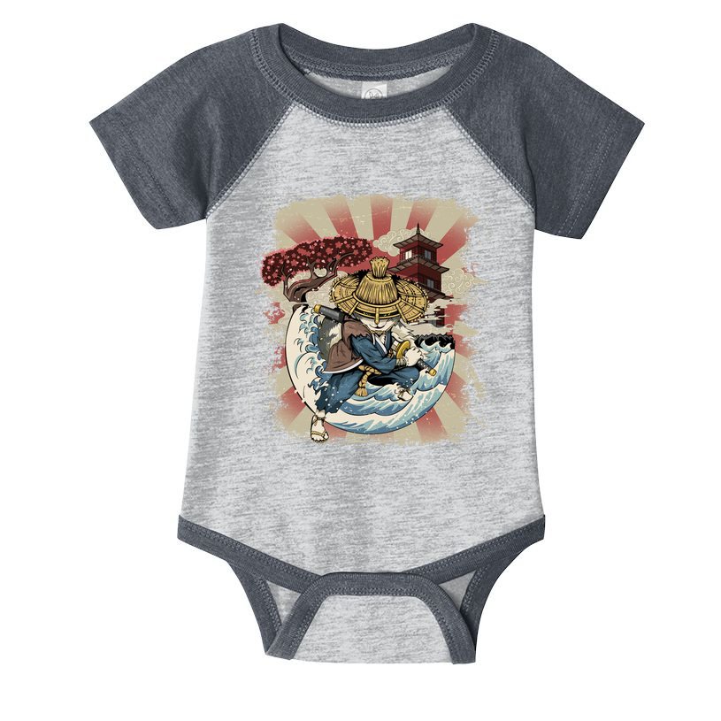 Vintage Retro Samurai Cat Neko Infant Baby Jersey Bodysuit