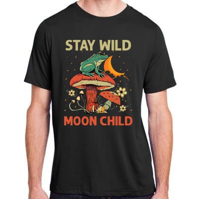 Vintage Retro Stay Wild Moon Child Frog Mushroom Hippie Adult ChromaSoft Performance T-Shirt