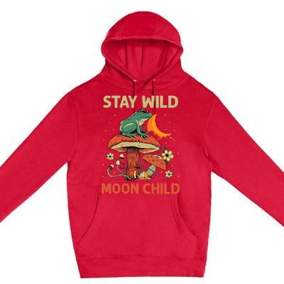 Vintage Retro Stay Wild Moon Child Frog Mushroom Hippie Premium Pullover Hoodie