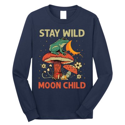 Vintage Retro Stay Wild Moon Child Frog Mushroom Hippie Long Sleeve Shirt