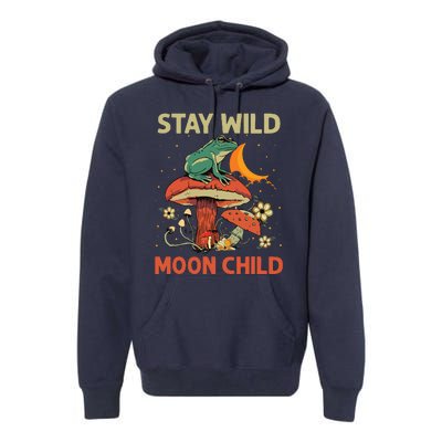 Vintage Retro Stay Wild Moon Child Frog Mushroom Hippie Premium Hoodie