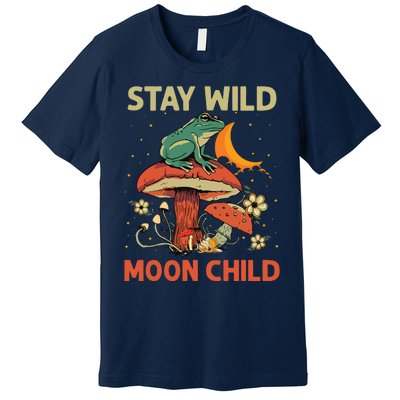 Vintage Retro Stay Wild Moon Child Frog Mushroom Hippie Premium T-Shirt