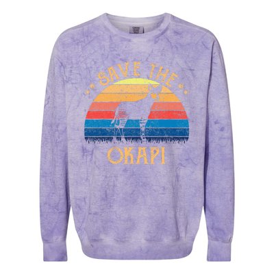 Vintage Retro Sunset Save The Okapi Colorblast Crewneck Sweatshirt