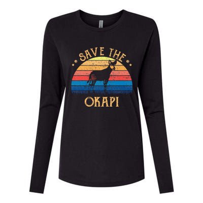 Vintage Retro Sunset Save The Okapi Womens Cotton Relaxed Long Sleeve T-Shirt