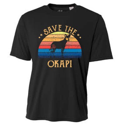 Vintage Retro Sunset Save The Okapi Cooling Performance Crew T-Shirt