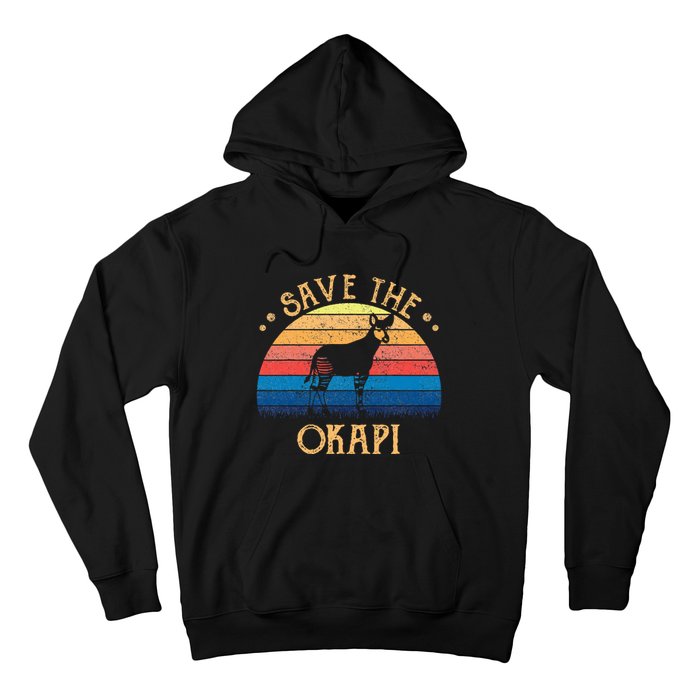 Vintage Retro Sunset Save The Okapi Hoodie