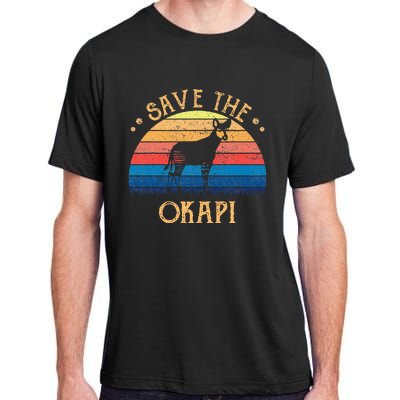 Vintage Retro Sunset Save The Okapi Adult ChromaSoft Performance T-Shirt