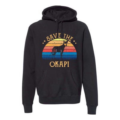 Vintage Retro Sunset Save The Okapi Premium Hoodie