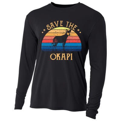 Vintage Retro Sunset Save The Okapi Cooling Performance Long Sleeve Crew