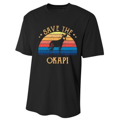 Vintage Retro Sunset Save The Okapi Performance Sprint T-Shirt