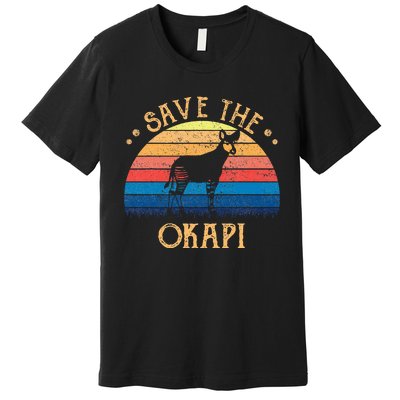 Vintage Retro Sunset Save The Okapi Premium T-Shirt