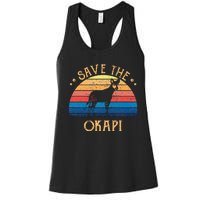 Vintage Retro Sunset Save The Okapi Women's Racerback Tank