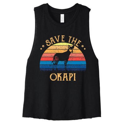 Vintage Retro Sunset Save The Okapi Women's Racerback Cropped Tank