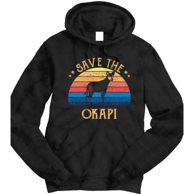 Vintage Retro Sunset Save The Okapi Tie Dye Hoodie