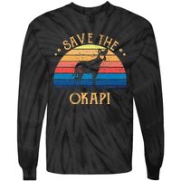 Vintage Retro Sunset Save The Okapi Tie-Dye Long Sleeve Shirt