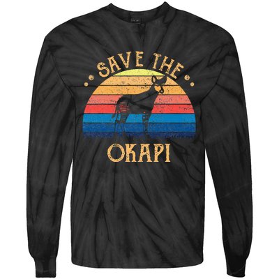 Vintage Retro Sunset Save The Okapi Tie-Dye Long Sleeve Shirt