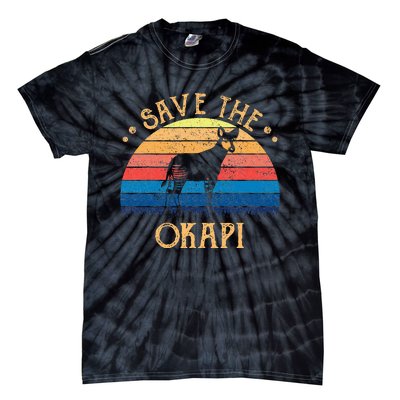 Vintage Retro Sunset Save The Okapi Tie-Dye T-Shirt