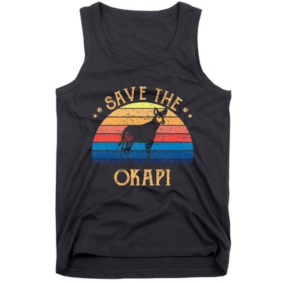 Vintage Retro Sunset Save The Okapi Tank Top