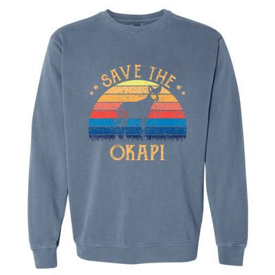 Vintage Retro Sunset Save The Okapi Garment-Dyed Sweatshirt