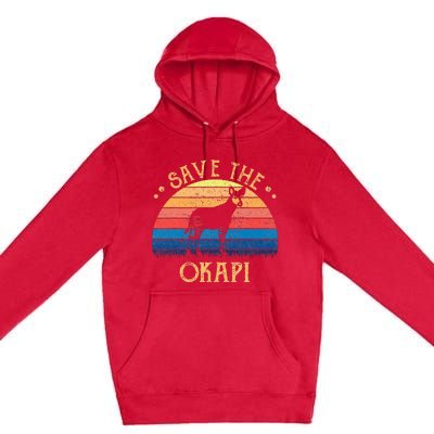 Vintage Retro Sunset Save The Okapi Premium Pullover Hoodie