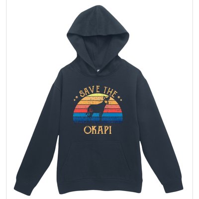 Vintage Retro Sunset Save The Okapi Urban Pullover Hoodie