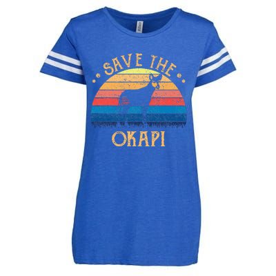 Vintage Retro Sunset Save The Okapi Enza Ladies Jersey Football T-Shirt