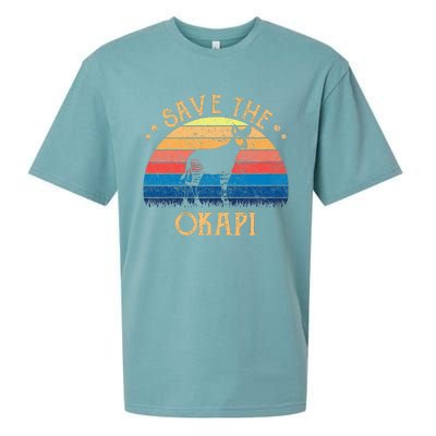 Vintage Retro Sunset Save The Okapi Sueded Cloud Jersey T-Shirt