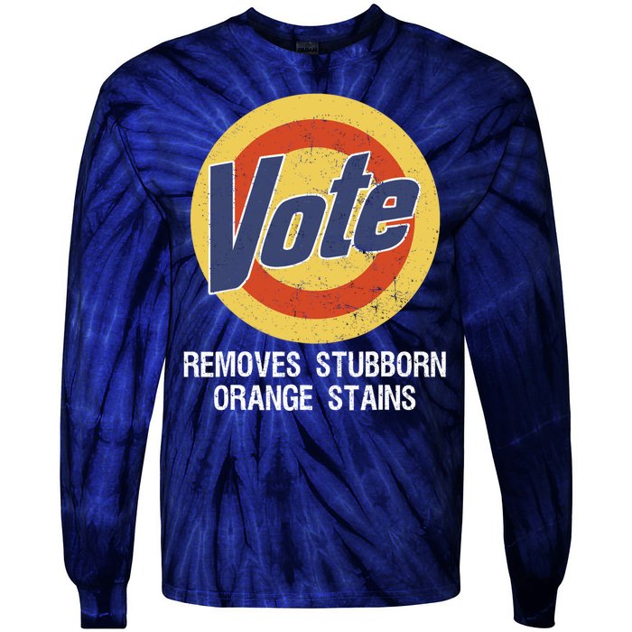 Vote Remove Stubborn Orange Stains Kamala Harris Lady Cat Tie-Dye Long Sleeve Shirt