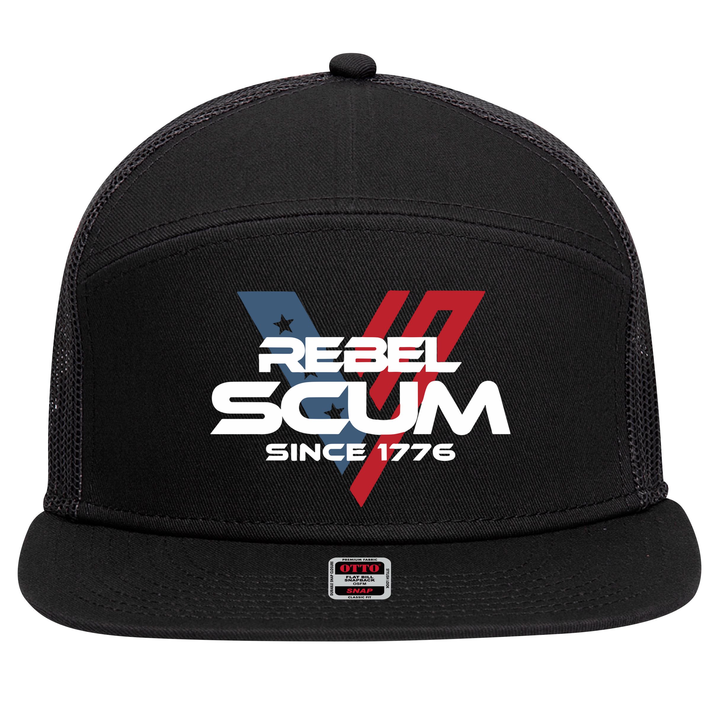 Vivek2024 Rebel Scum Since 1776 7 Panel Mesh Trucker Snapback Hat
