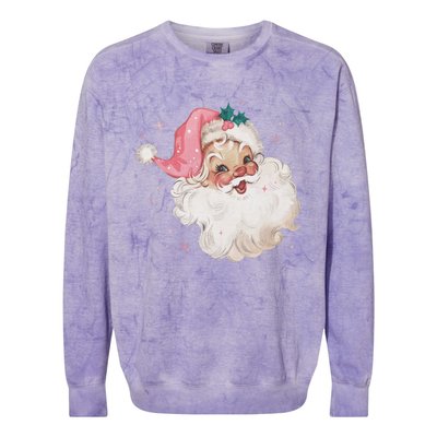 Vintage Retro Santa Christmas Pink Hat Colorblast Crewneck Sweatshirt